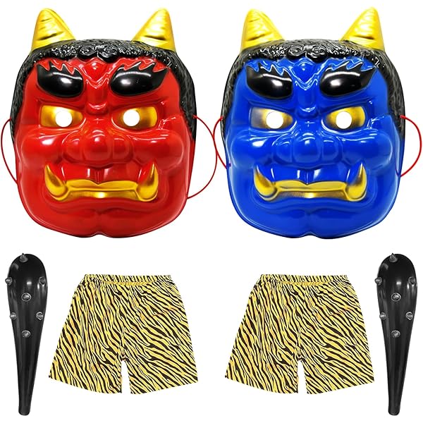 Amazon | [DECEED] 節分 鬼のお面 コスプレ 衣装 赤鬼 仮面 青鬼 仮装